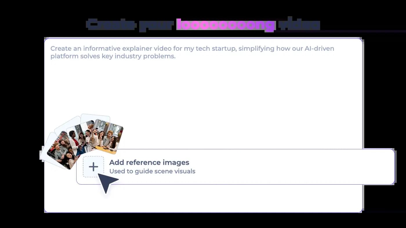 AI marketing video creator interface showing video generation from a text prompt